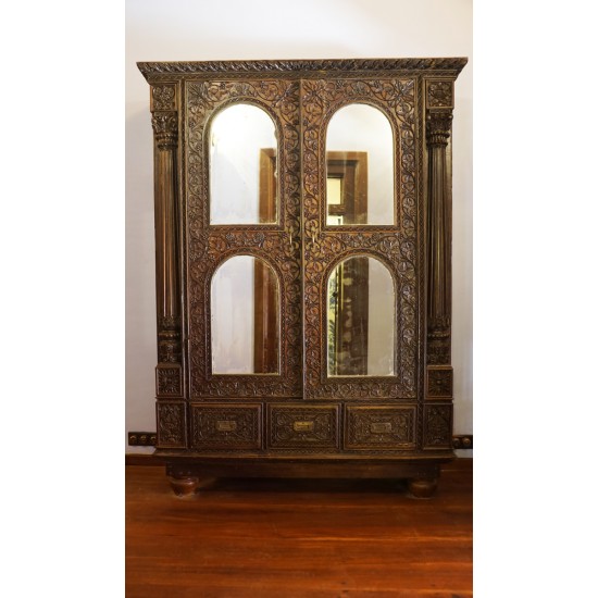 Kerala Traditional Wooden Carved Wardrobe