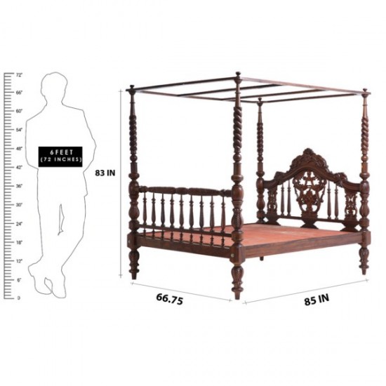 Classical Indian Laurel Four Poster Bed