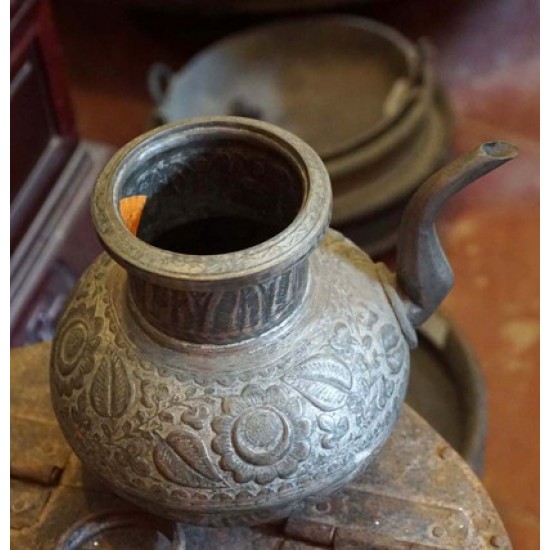 Antique Kerala Brass Hand carved Kindi vessel