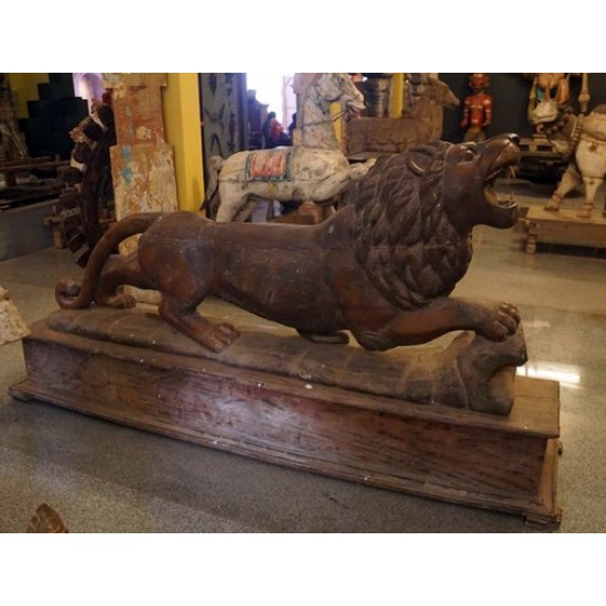 Antique Wooden Carved Lion