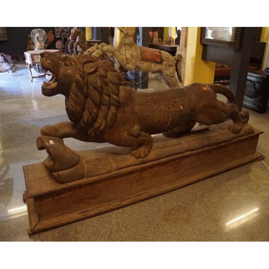 Antique Wooden Carved Lion