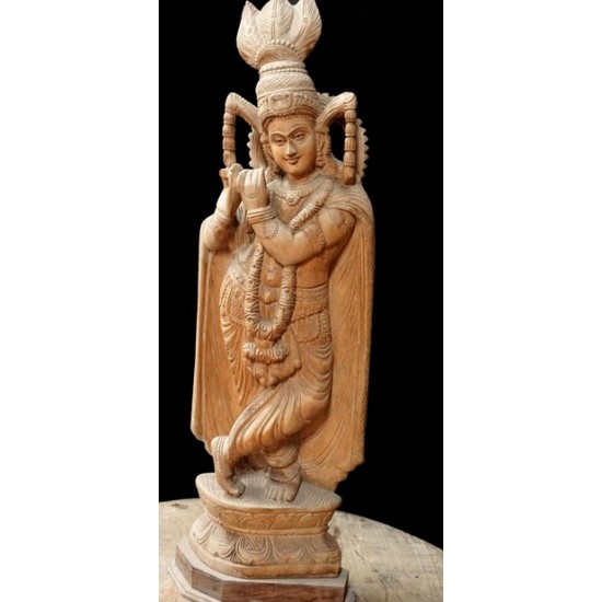 Wooden Lord Krishna