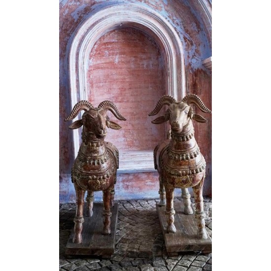 Wooden Decorative Temple Goat