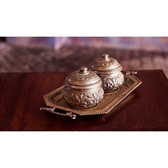 Silver Tray with Silver Pots