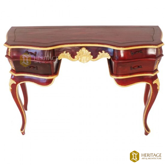 Antique Style Wooden Console with Gold Rims