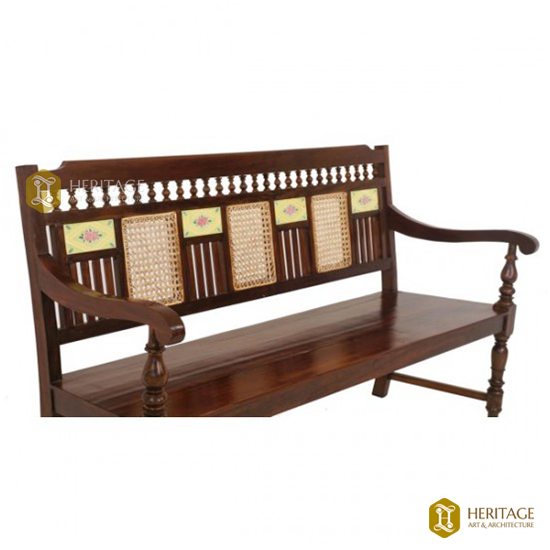 Classical Wooden Bench with Hand Paintings