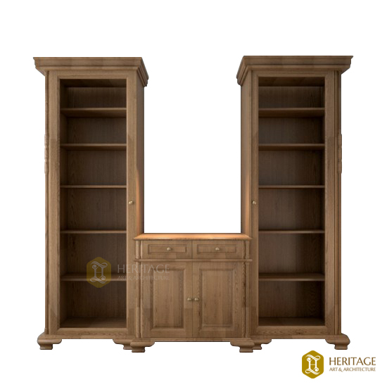 Twin Tower Bookshelf with Cabinet