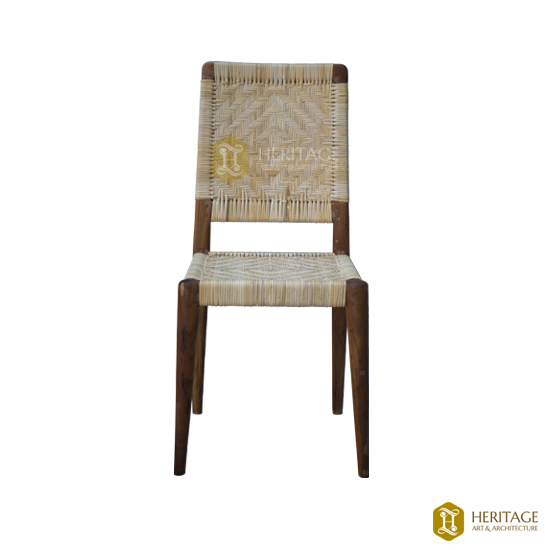Cane and Wood Straight Back Chair 
