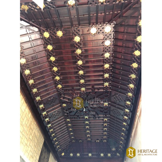 Wood and Brass Star Ceiling