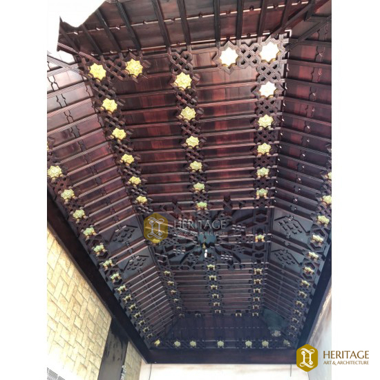 Wood and Brass Star Ceiling