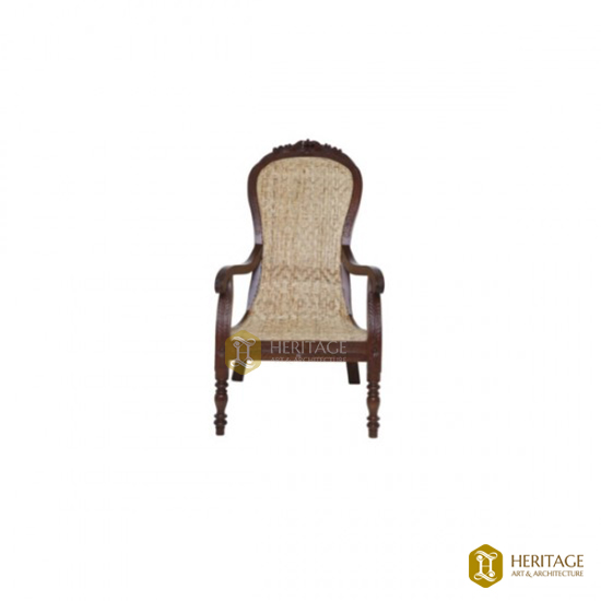 Rosewood Easy Chair with Carved Crown