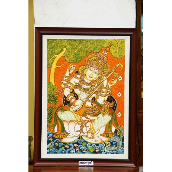 Goddess Saraswati mural painting