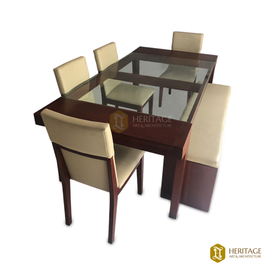 Traditional Dining Table with Glass Top