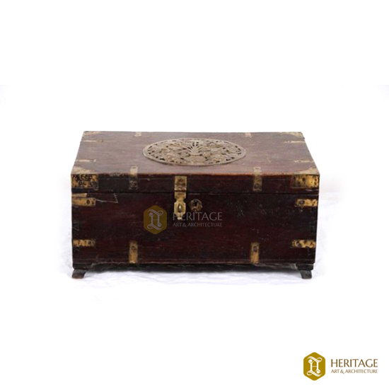 Teak and Brass Marriage Chest
