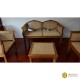 Teak Wood and Cane Sofa Set with Table